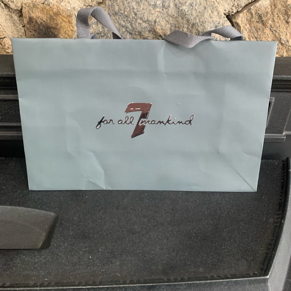 7 For All Mankind Retro Shopping Paper Gift Bag Authentic Empty 11”x7”x4”